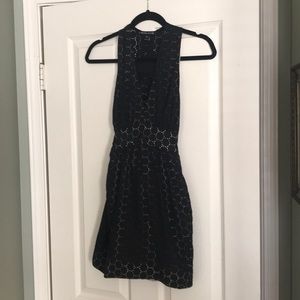 MarisaK Black dress, tan lining, with belt